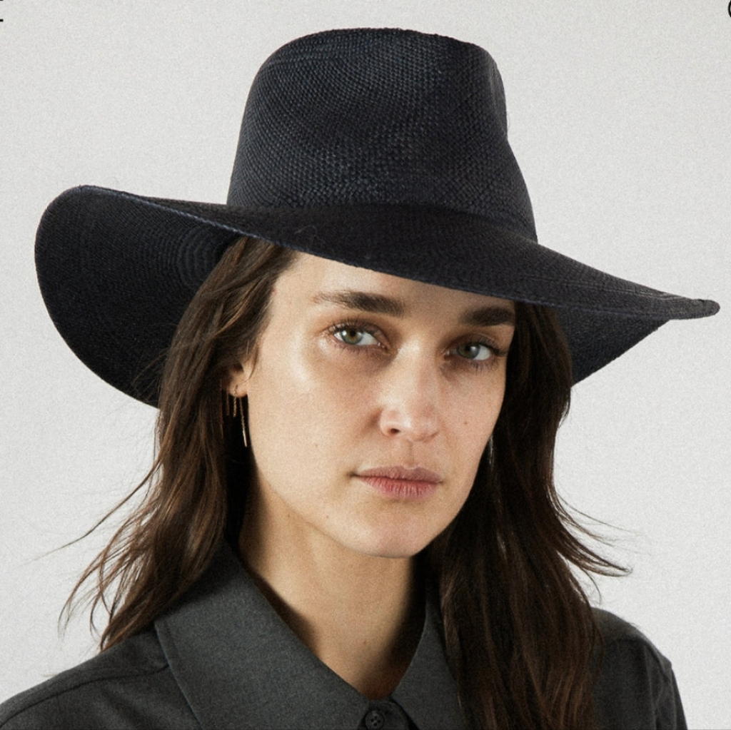 Janessa Leone Black Straw Fedora Hat L — image 3 of 8
